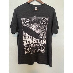 Led Zeppelin Unisex Large Gray T-shirt 70's Rock Music Classic 707 Zeppelin